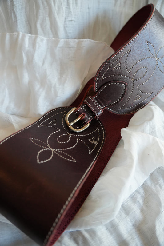 Kenzo Brown Belt Western Stitching