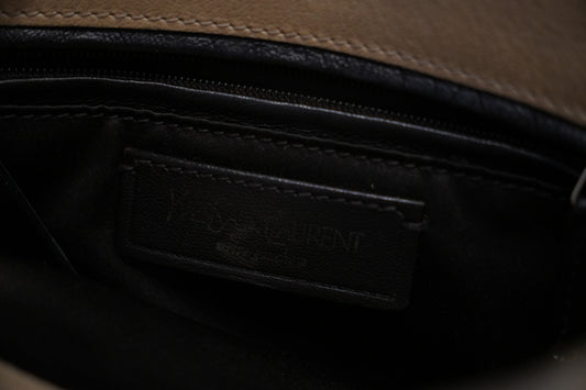 Yves Saint Laurent Double Horn Mombasa Leather Beige Handbag