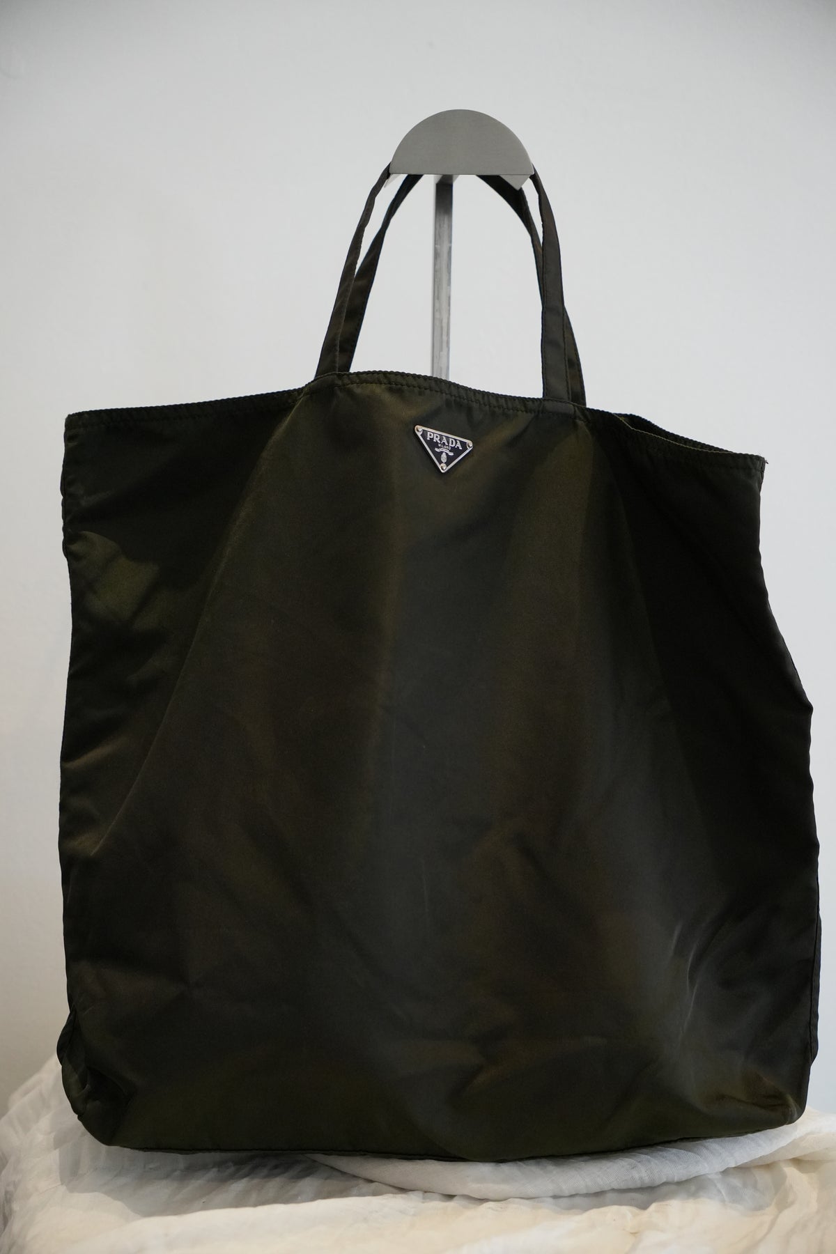 Prada Khaki Nylon Tote Bag w Robot 2005