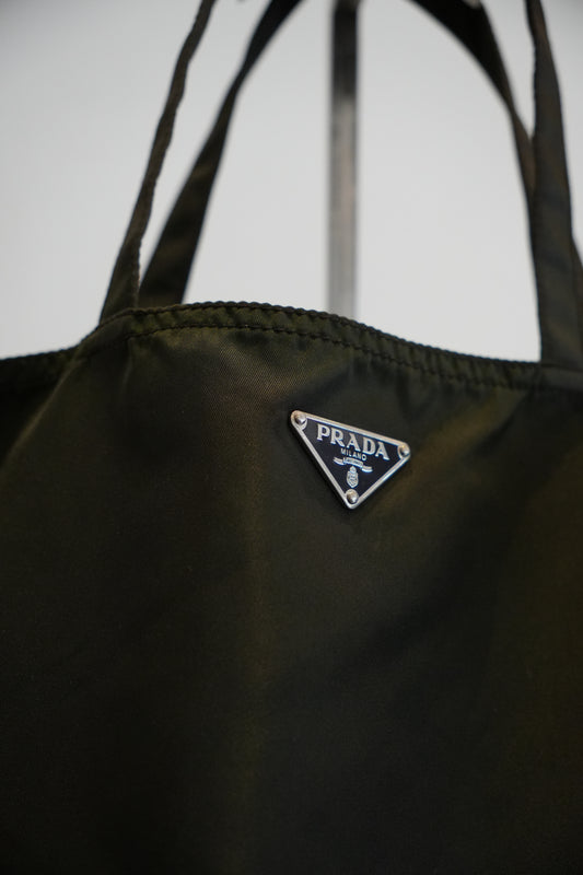 Prada Khaki Nylon Tote Bag w Robot 2005