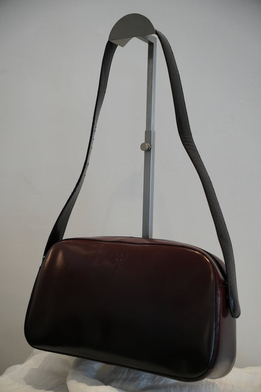 Prada Red Black Gradient Leather FW 1995 Shoulder Handbag