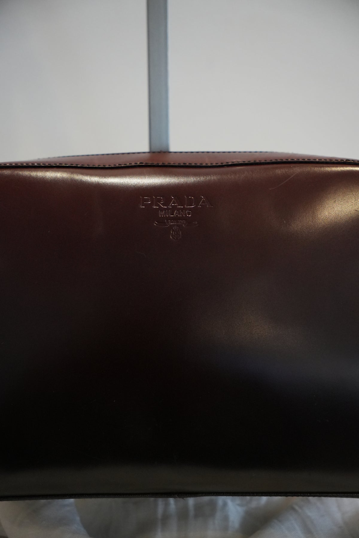 Prada Red Black Gradient Leather FW 1995 Shoulder Handbag