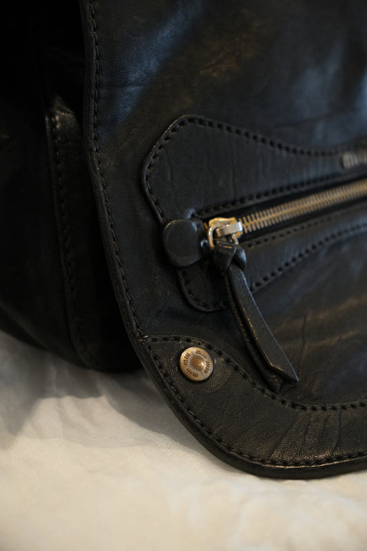 Miu Miu Black Leather Western Stud Crossbody Bag