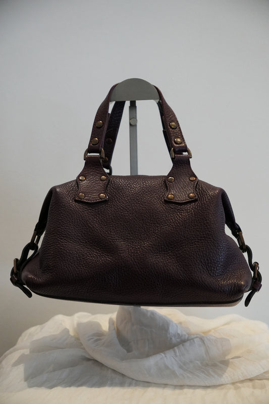 Mulberry Leather Purple Pocket Double Strap Tote Handbag
