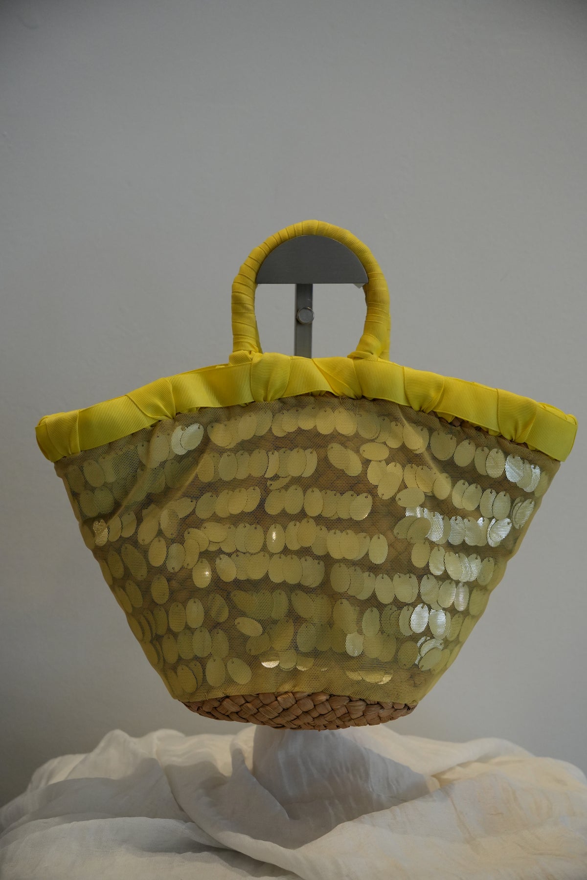 Lanvin en Bleu Sequin Basket Bag w Sheer Overlay