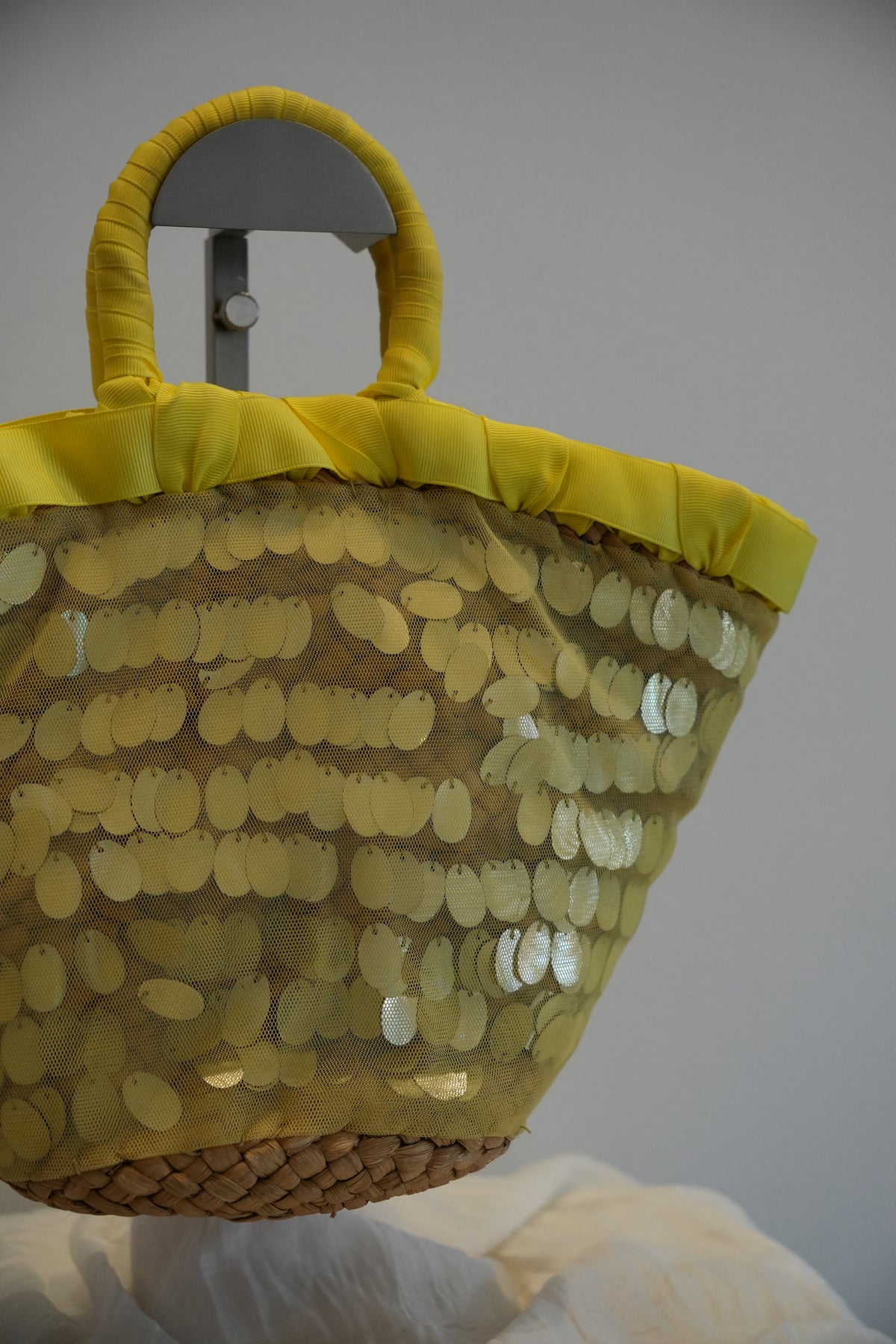 Lanvin en Bleu Sequin Basket Bag w Sheer Overlay
