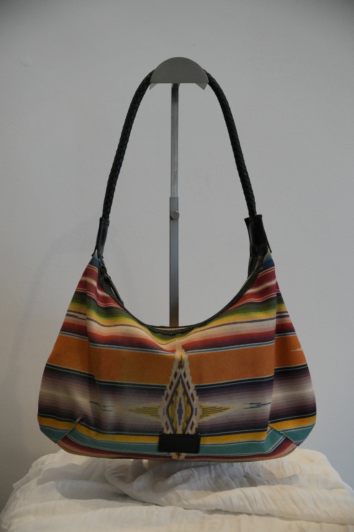 Jean Paul Gaultier Aztec Tribal Print Leather Handle Handbag