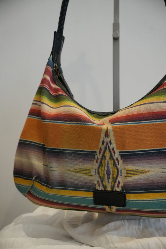 Jean Paul Gaultier Aztec Tribal Print Leather Handle Handbag