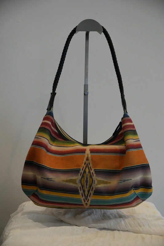 Jean Paul Gaultier Aztec Tribal Print Leather Handle Handbag