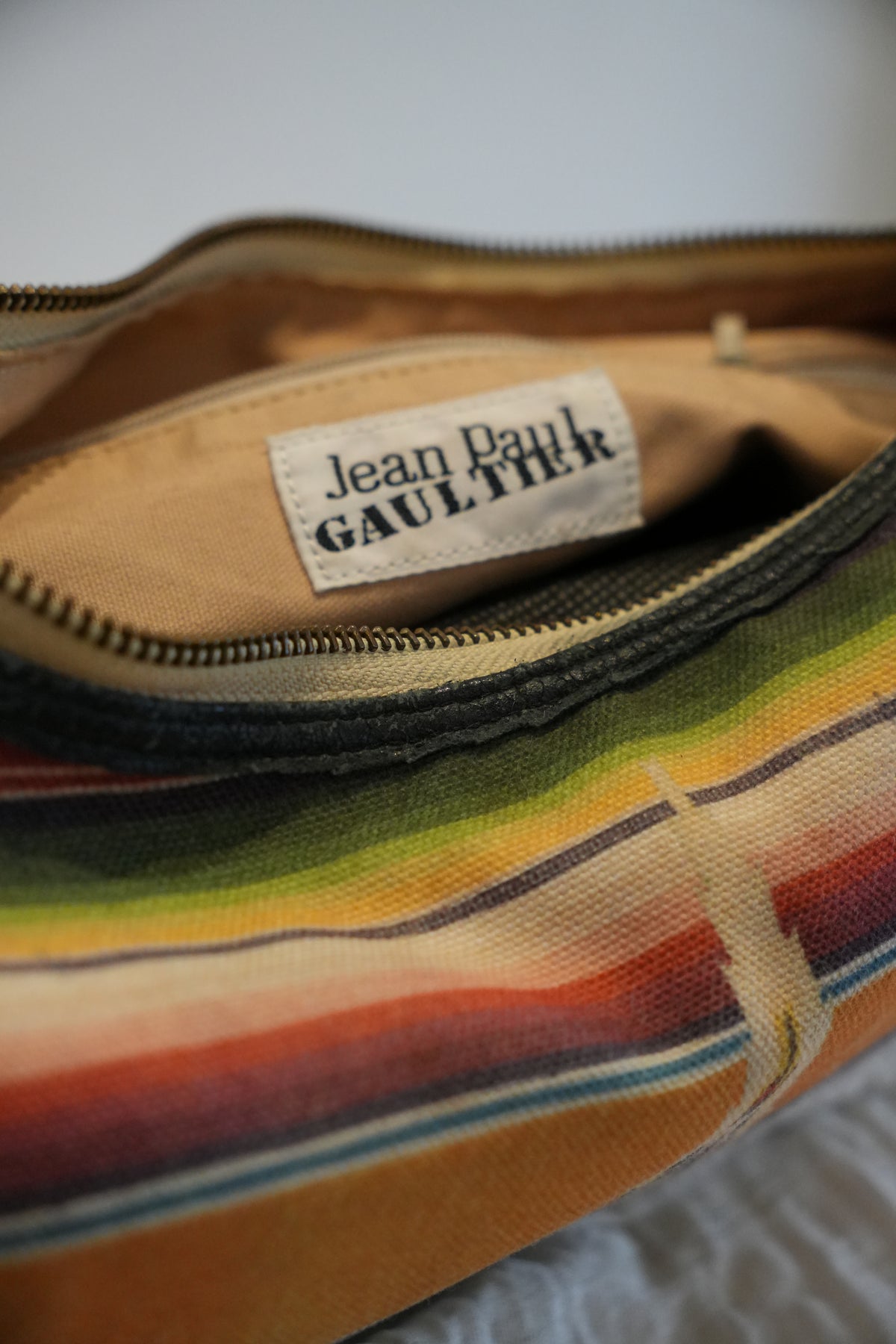 Jean Paul Gaultier Aztec Tribal Print Leather Handle Handbag
