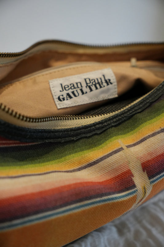 Jean Paul Gaultier Aztec Tribal Print Leather Handle Handbag