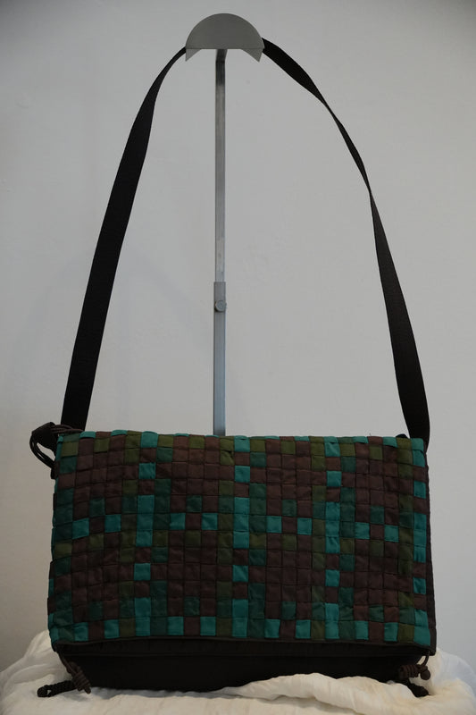 Issey Miyake Tamasha Woven Brown Green Crossbody Bag