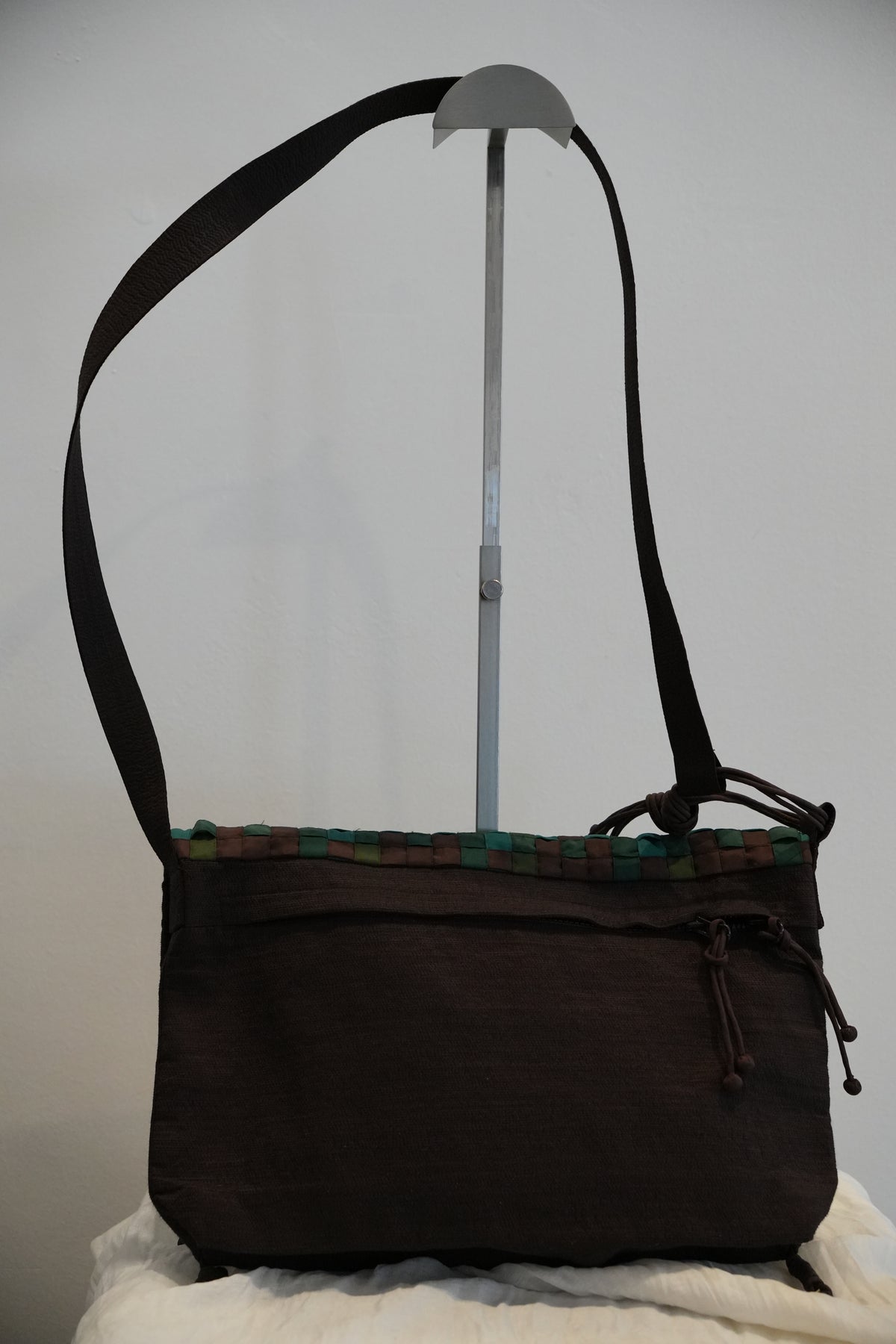 Issey Miyake Tamasha Woven Brown Green Crossbody Bag