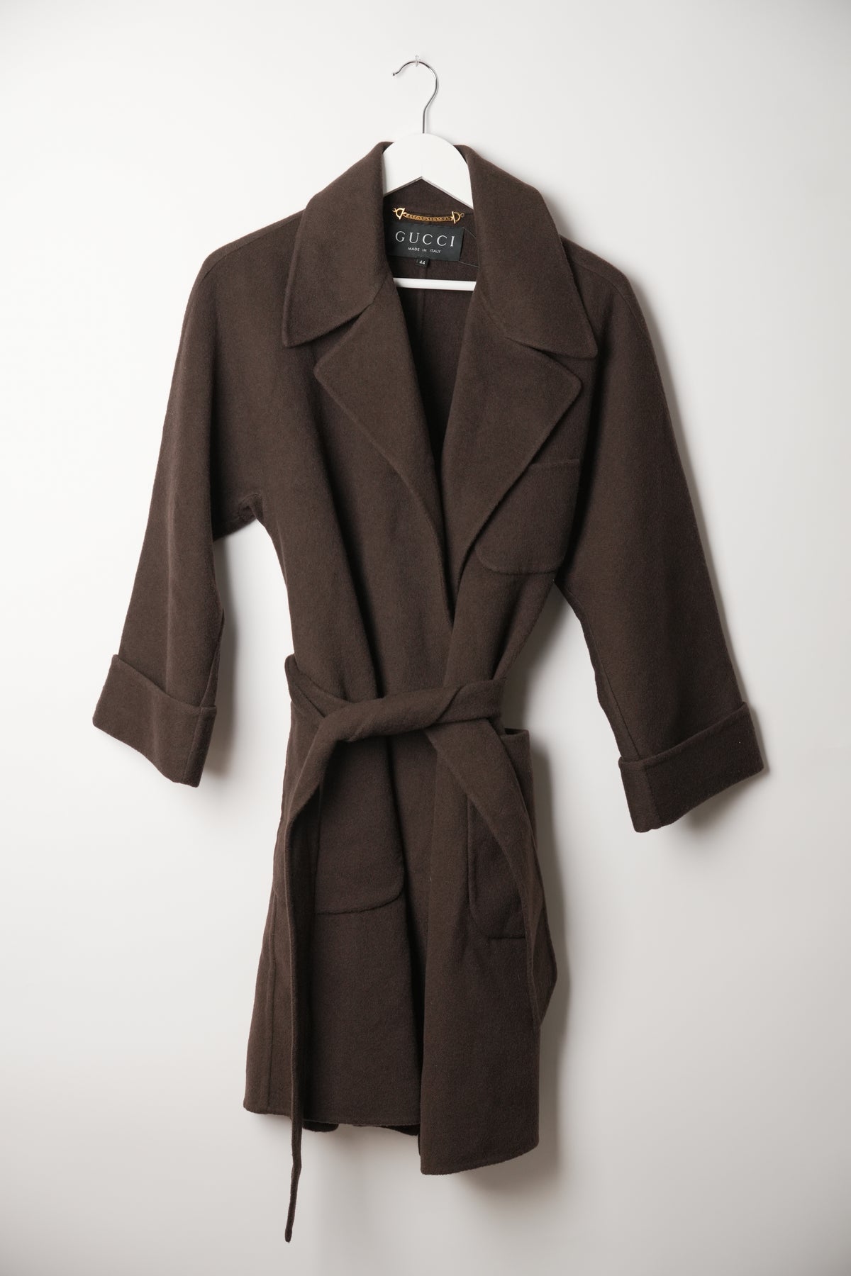 Gucci Brown Wool Wrap Coat