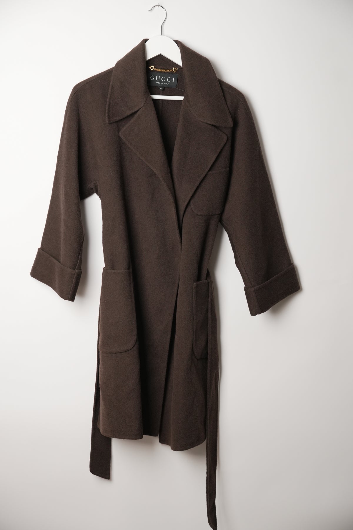 Gucci Brown Wool Wrap Coat