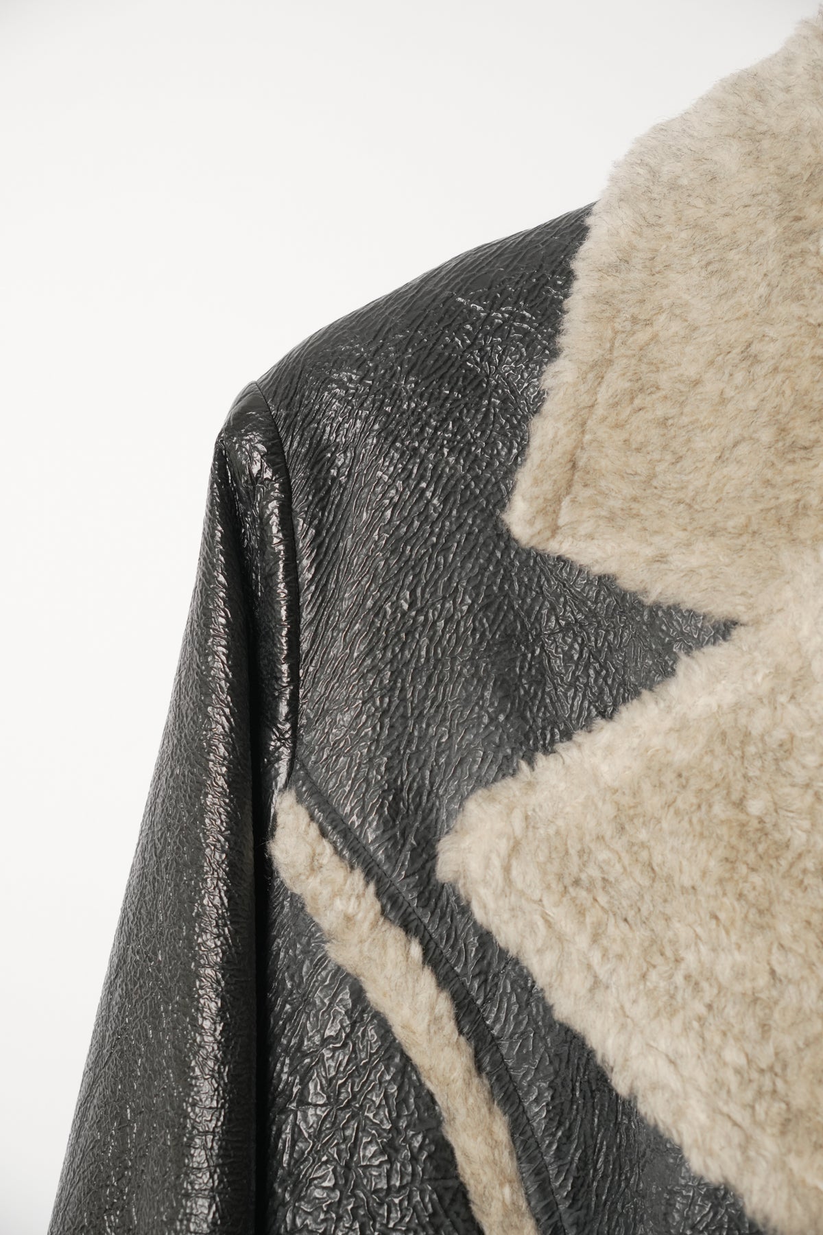 Anna Sui Suede Double Breasted w Shearling Collar & Trimming Coat