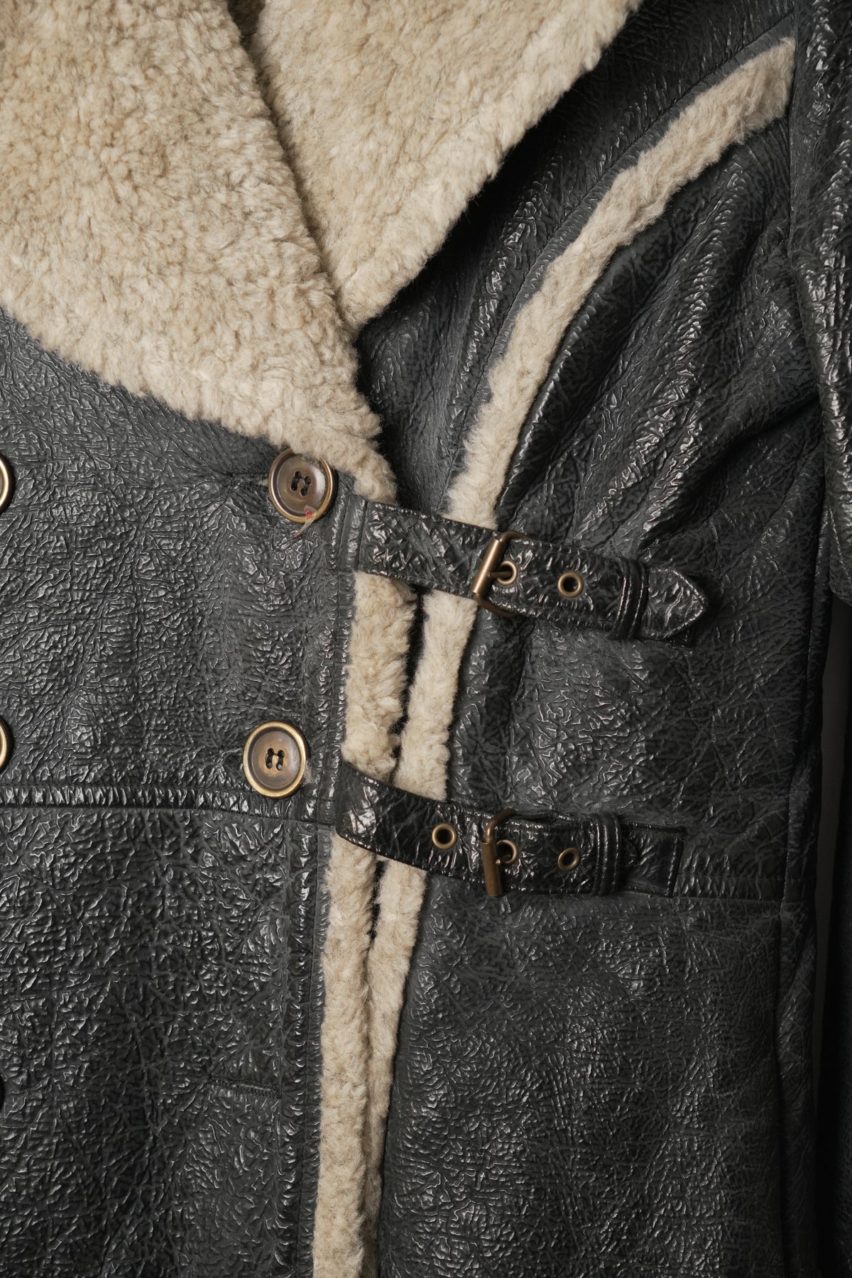 Anna Sui Suede Double Breasted w Shearling Collar & Trimming Coat