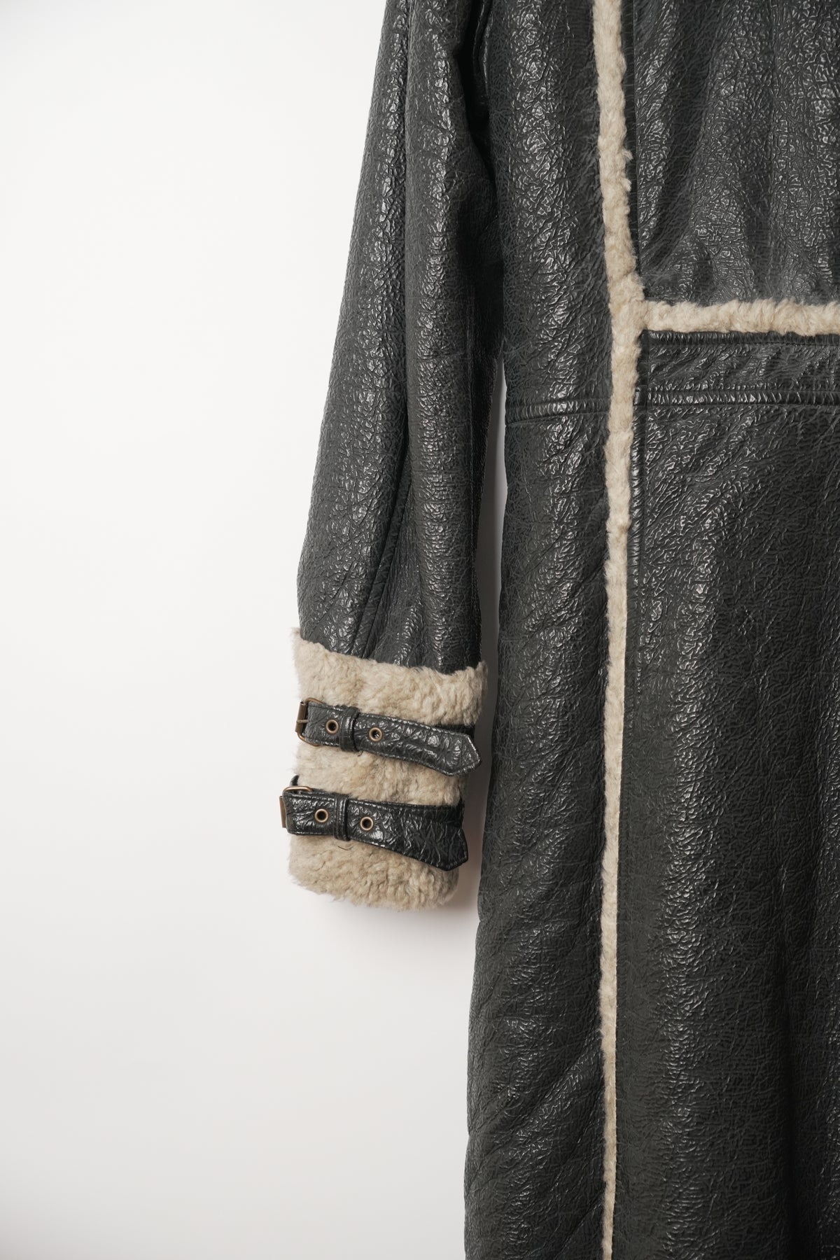 Anna Sui Suede Double Breasted w Shearling Collar & Trimming Coat