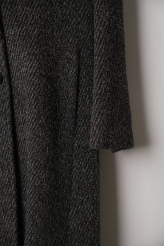 Altoca Pot Grey Wool Long Coat with Fur Collar