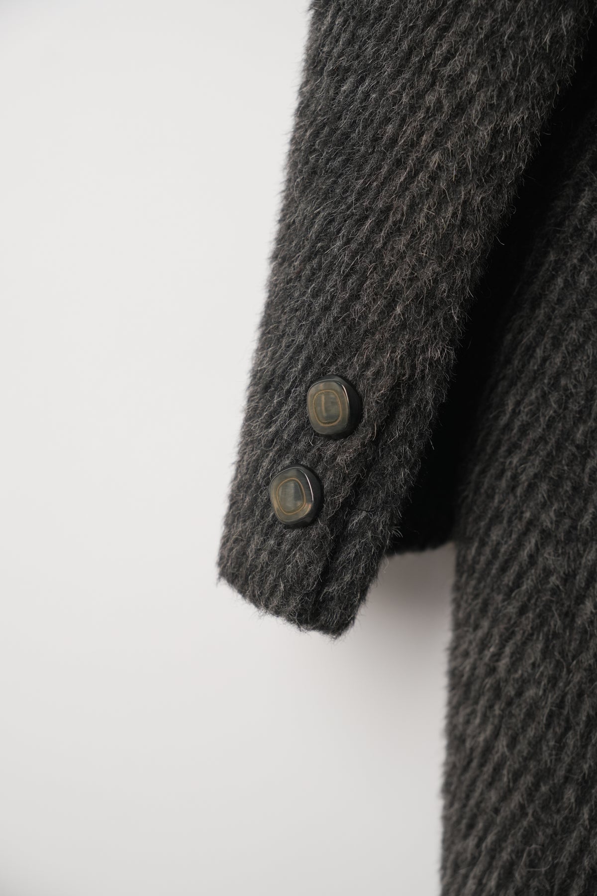 Altoca Pot Grey Wool Long Coat w Fur Collar