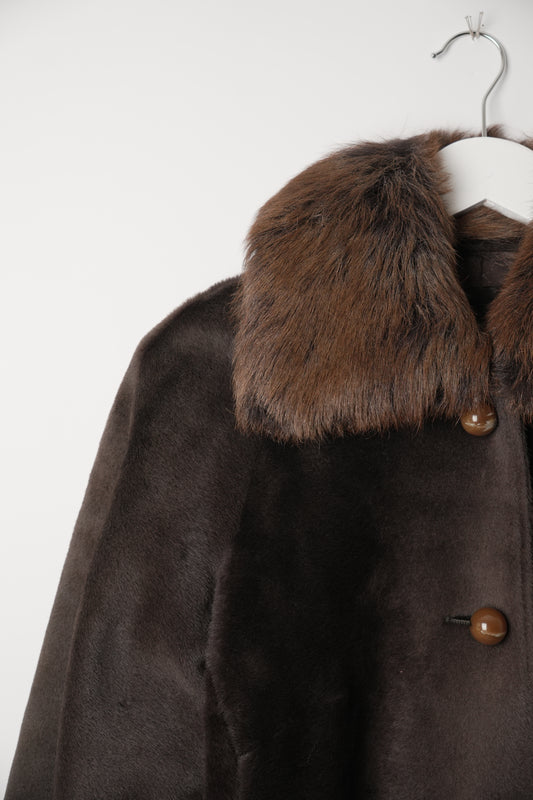 Sportmax Brown Lamb Fur Coat with Fur collar & Trim