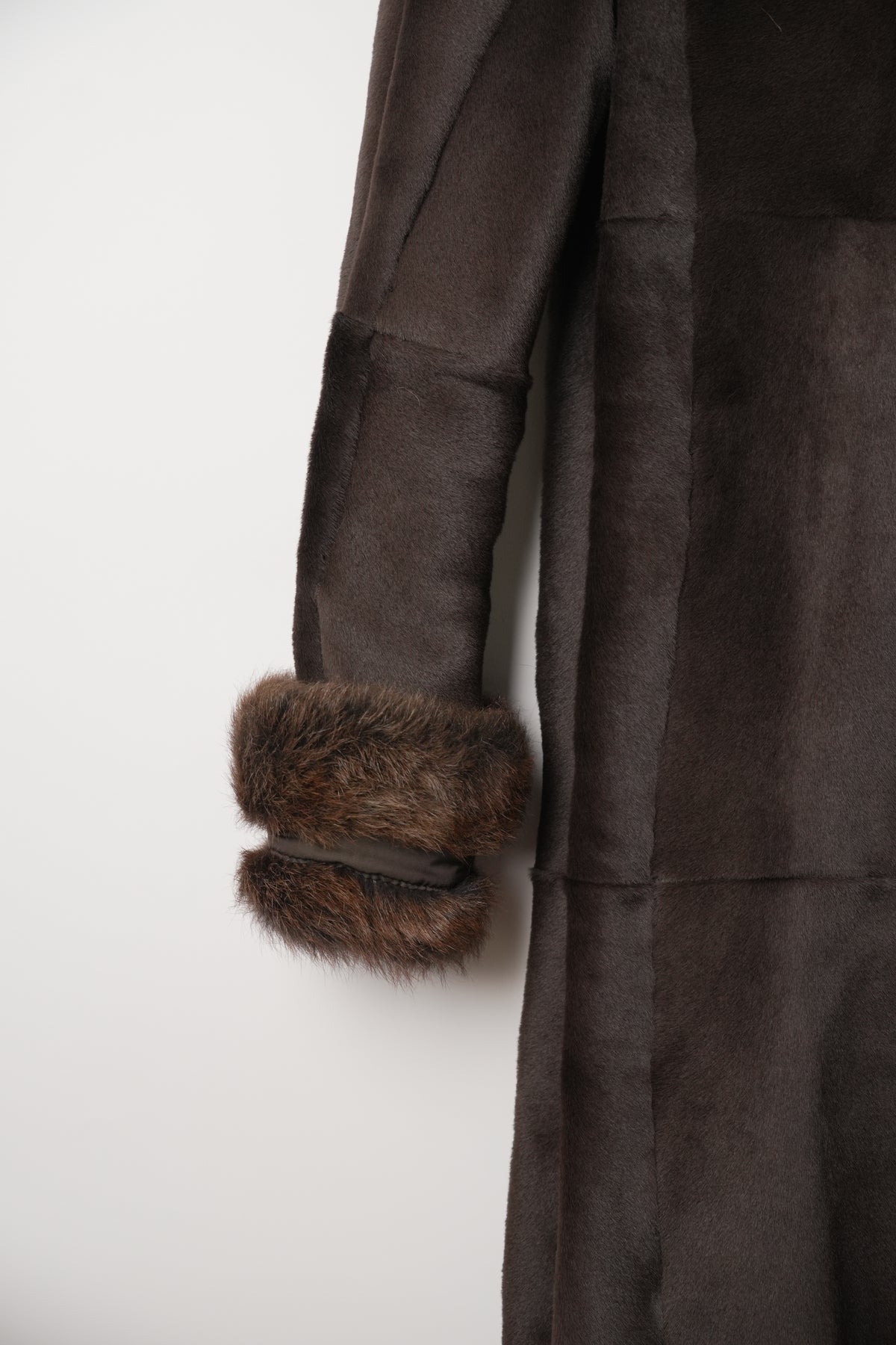 Sportmax Brown Lamb Fur Coat w Fur collar & Trim