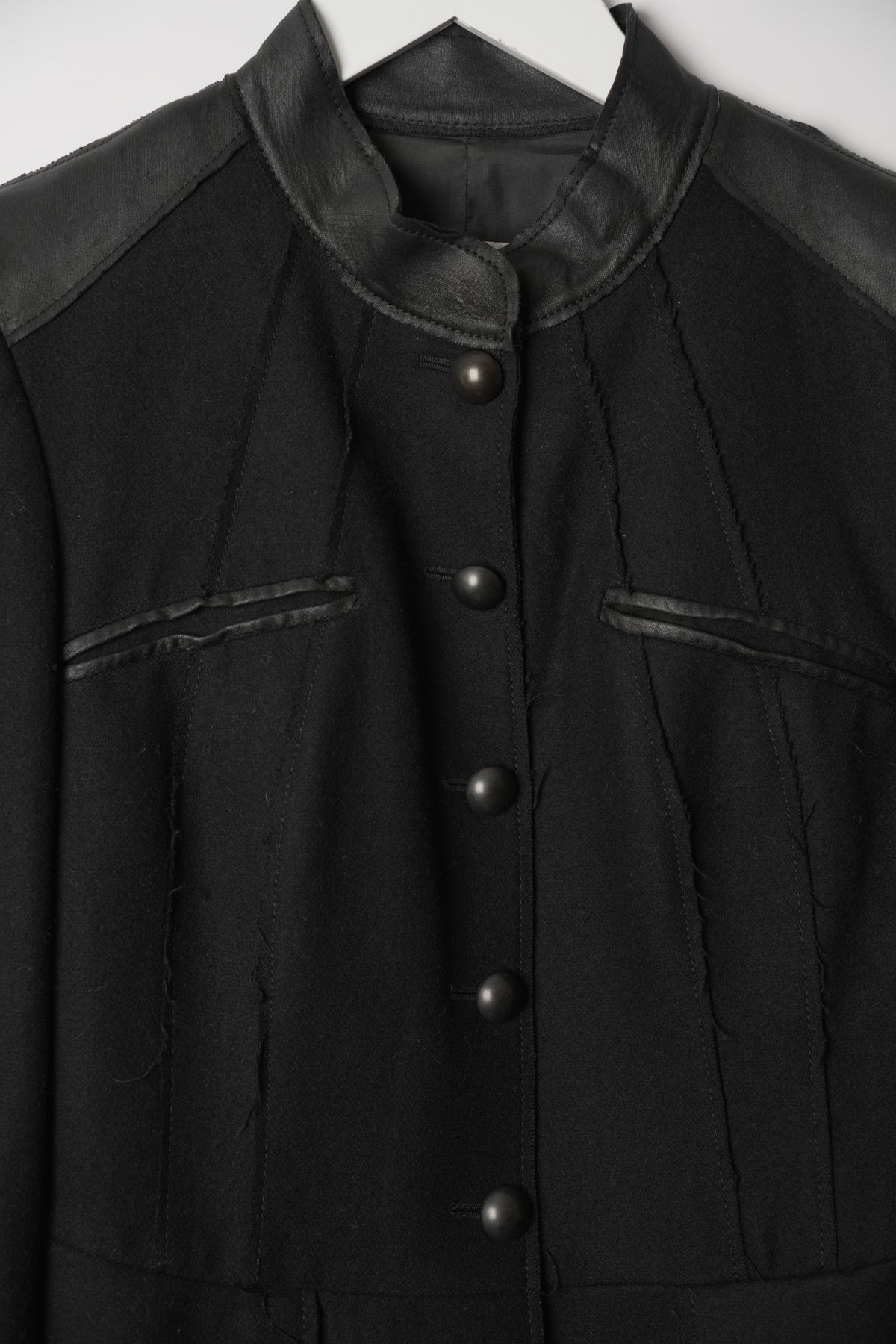 Philosophy di Alberta Ferretti Black Leather Button Down Blazer Jacket