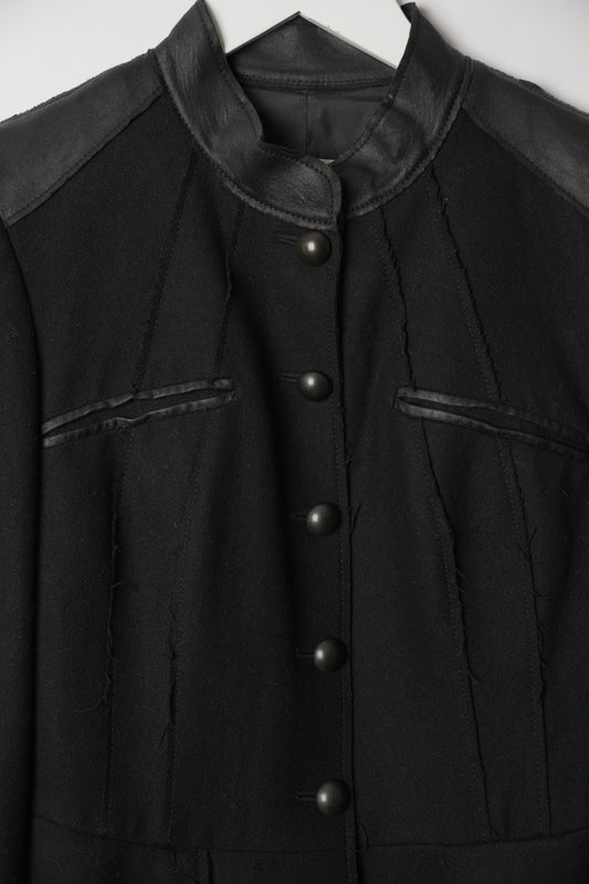 Philosophy di Alberta Ferretti Black Wool Jacket with Leather Trim
