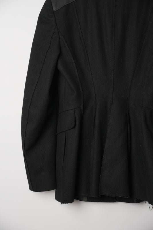 Philosophy di Alberta Ferretti Black Wool Jacket with Leather Trim