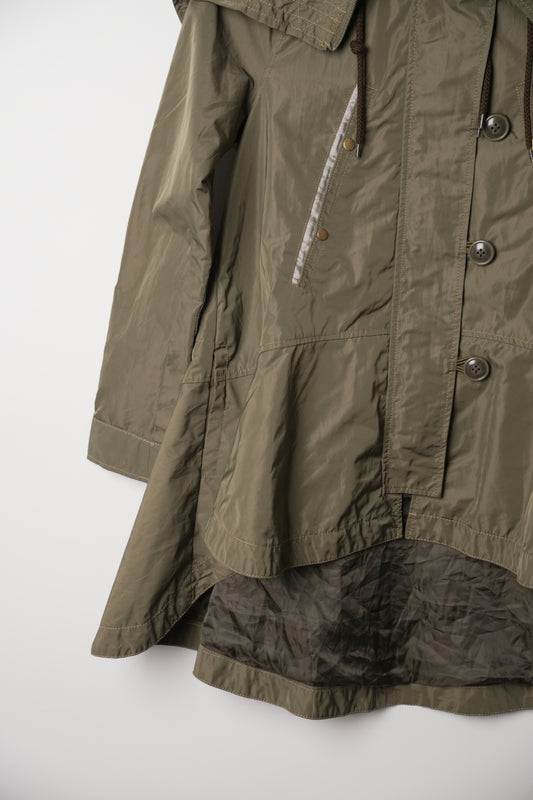 Avirex Khaki Nylon Asymmetric Peplum Parka Jacket