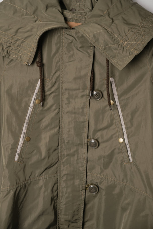 Avirex Khaki Nylon Asymmetric Peplum Parka Jacket