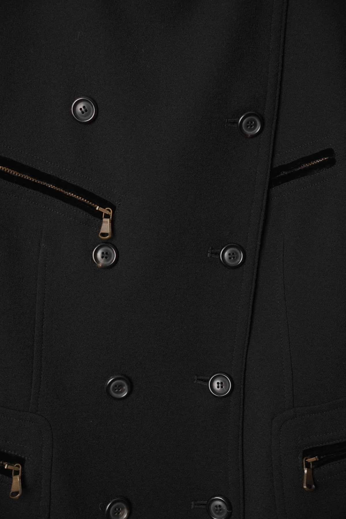 DKNY Double Breasted Zipper Pocket Collarless Blazer Jacket