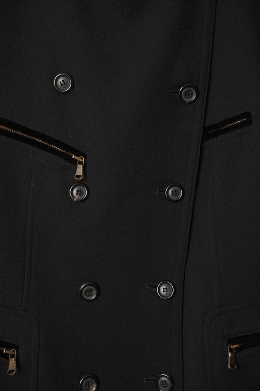 DKNY Double Breasted Zipper Pocket Collarless Blazer Jacket