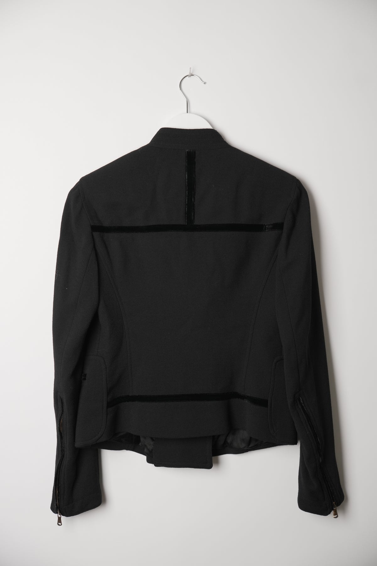 DKNY Double Breasted Zipper Pocket Collarless Blazer Jacket