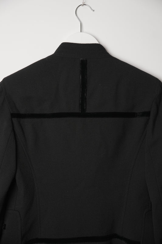 DKNY Double Breasted Zipper Pocket Collarless Blazer Jacket