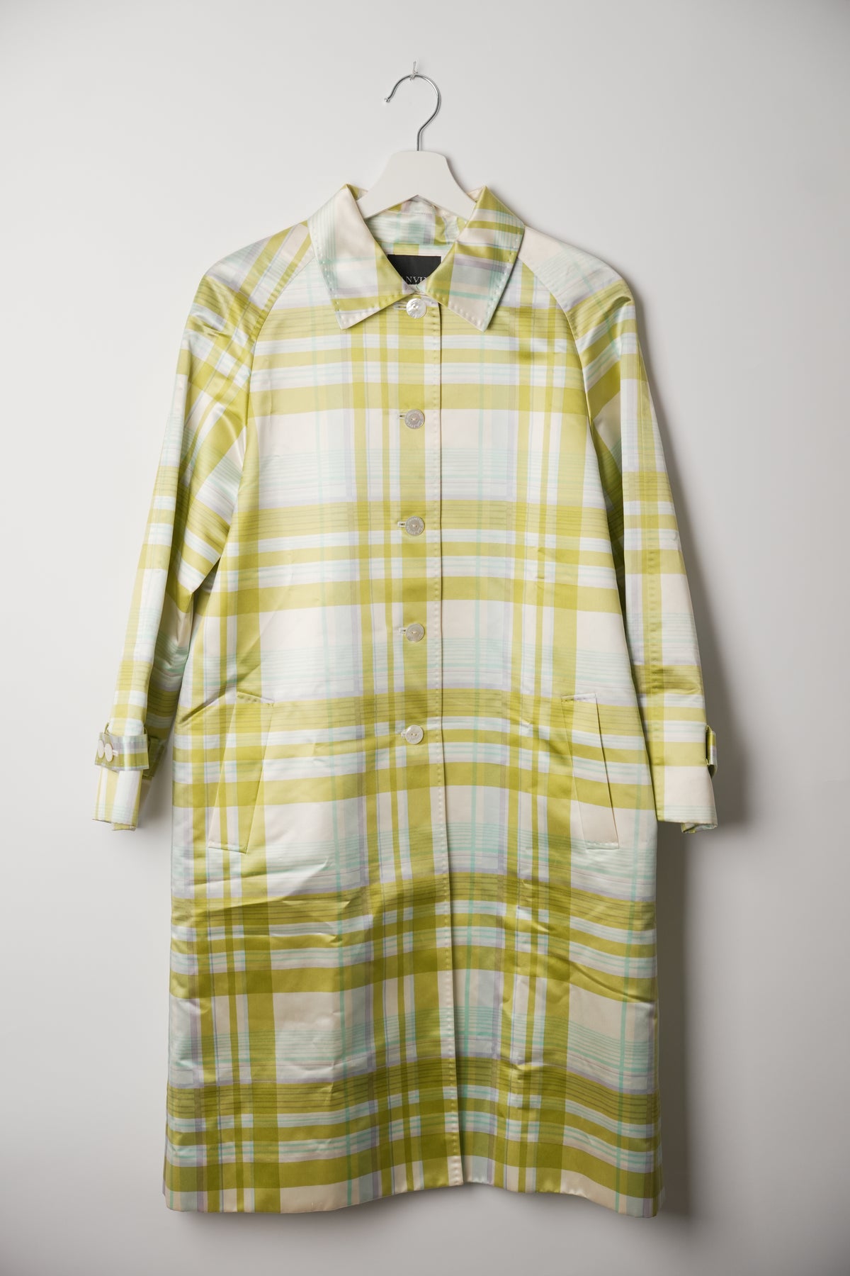 Lanvin Collection Silk Check Pattern Trench Coat