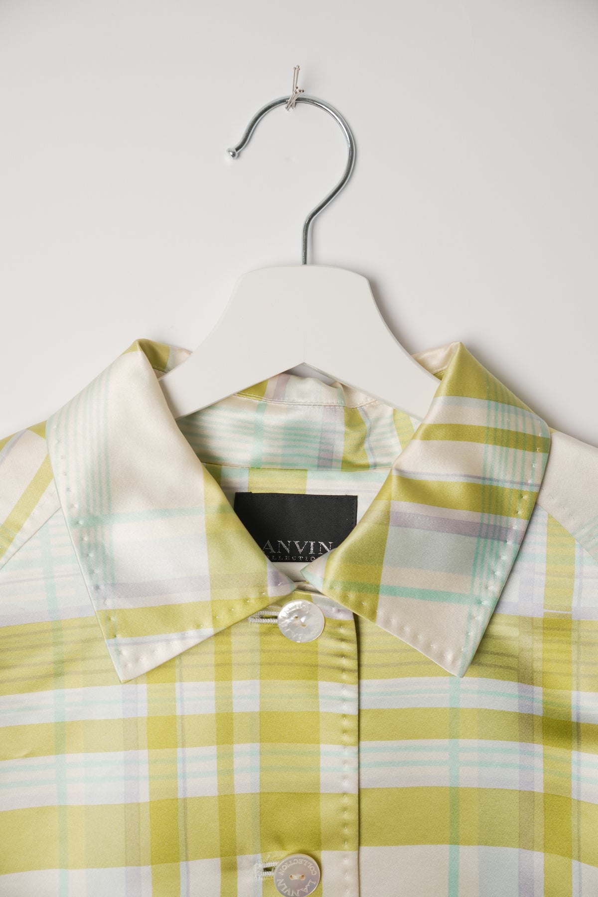 Lanvin Collection Silk Check Pattern Trench Coat
