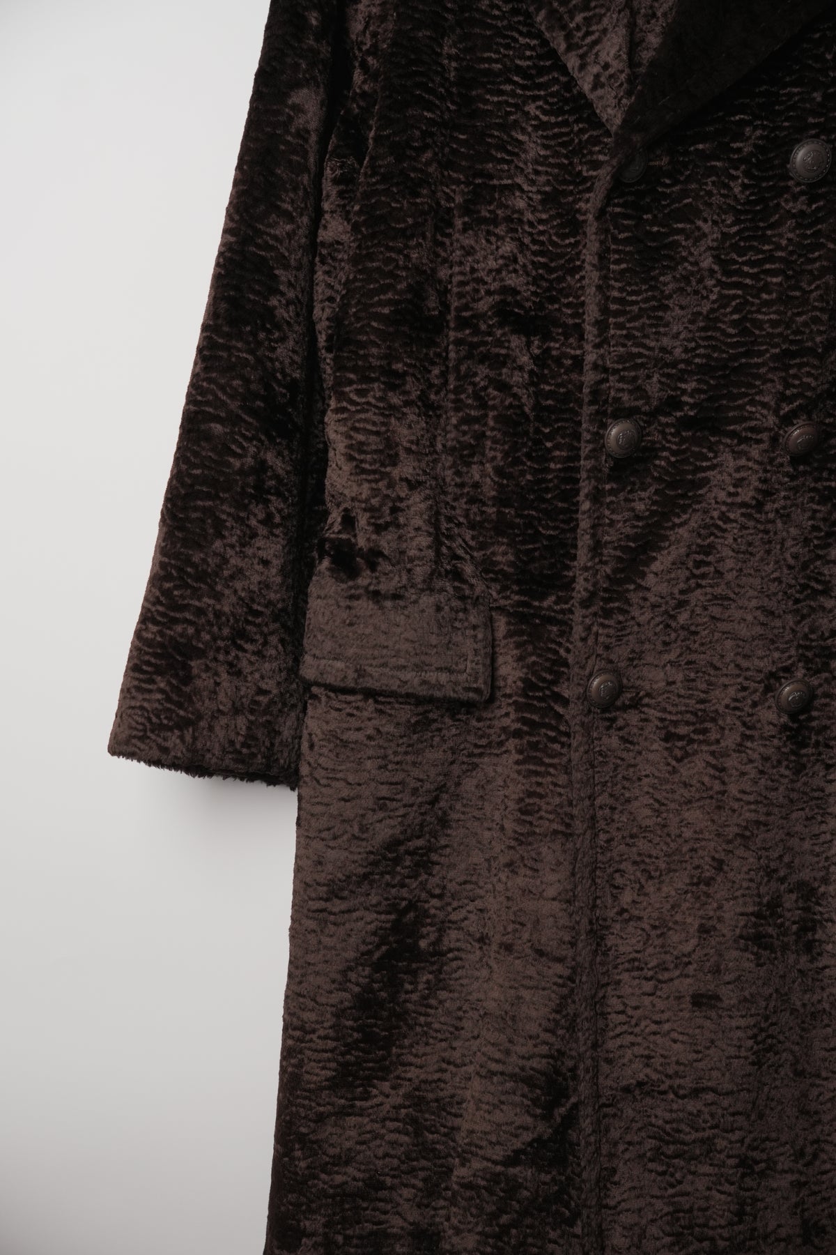 Gianni Versace Brown Velour Double Breasted Coat Sz46