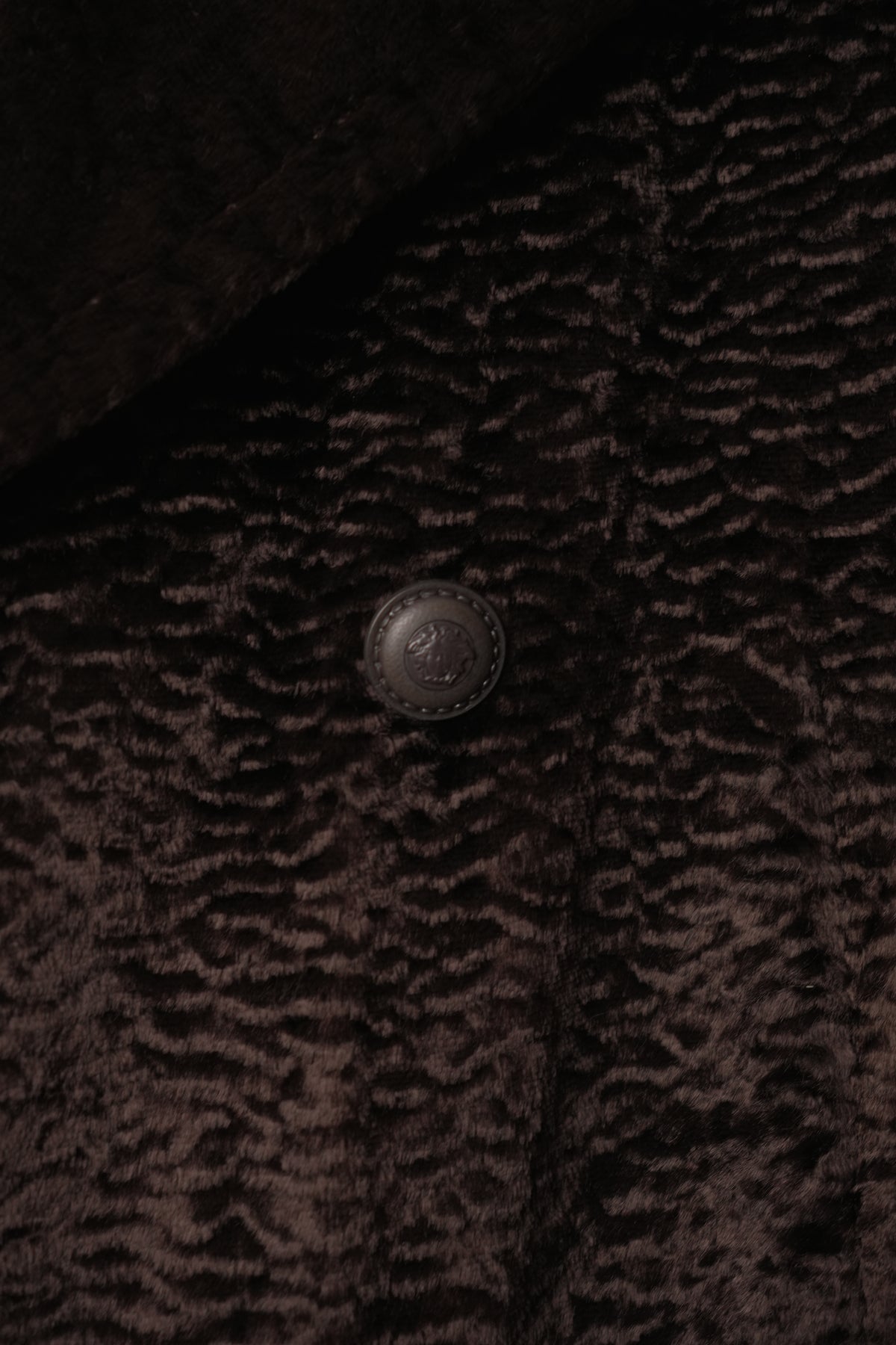 Gianni Versace Brown Velour Double Breasted Coat Sz46