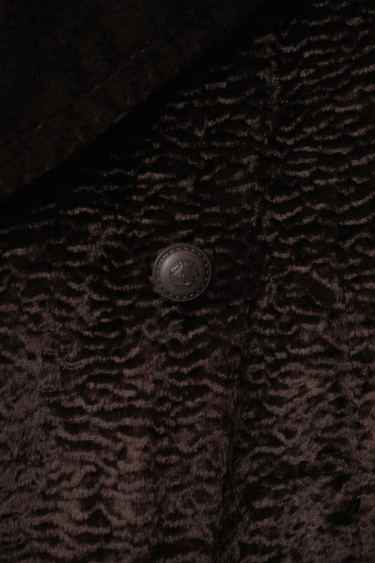 Gianni Versace Brown Velour Double Breasted Coat Sz46