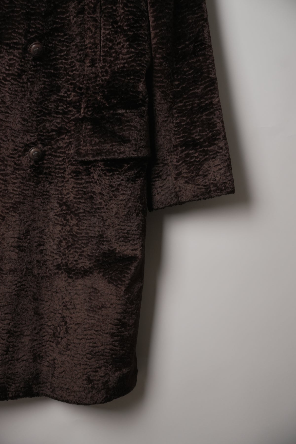 Gianni Versace Brown Velour Double Breasted Coat Sz46
