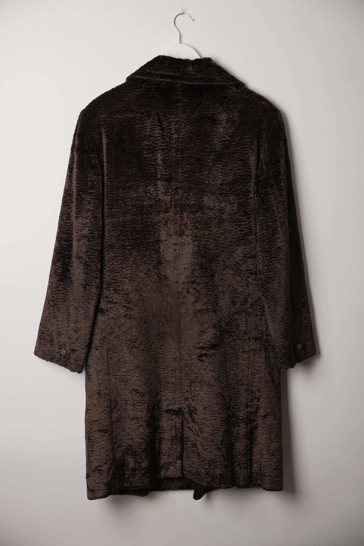 Gianni Versace Brown Velour Double Breasted Coat Sz46
