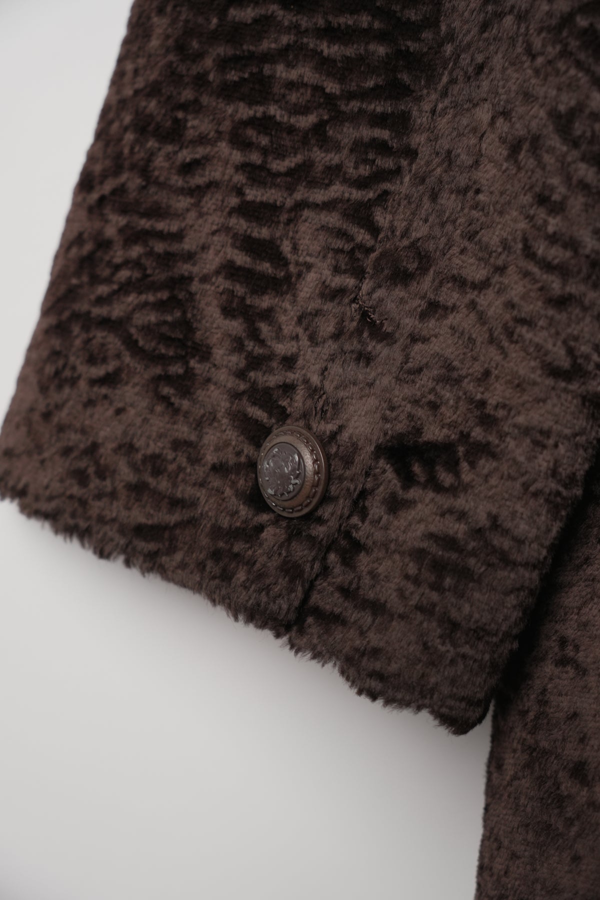 Gianni Versace Brown Velour Double Breasted Coat Sz46