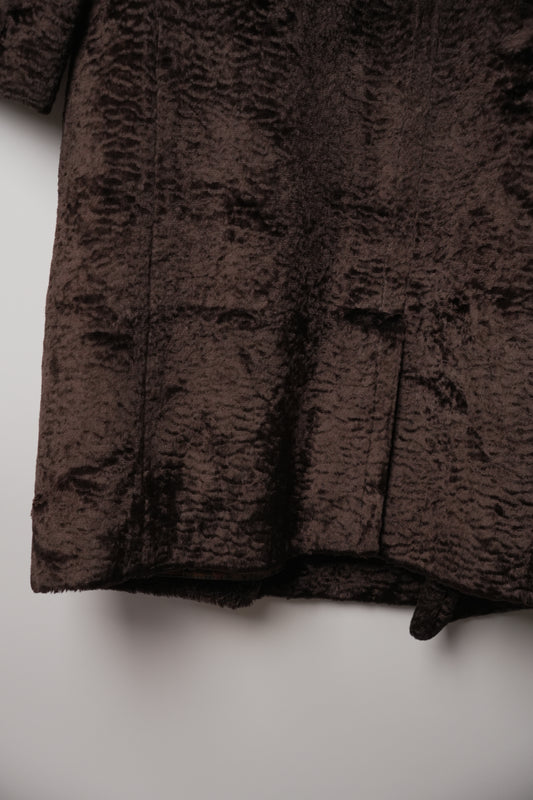 Gianni Versace Brown Velour Double Breasted Coat Sz46