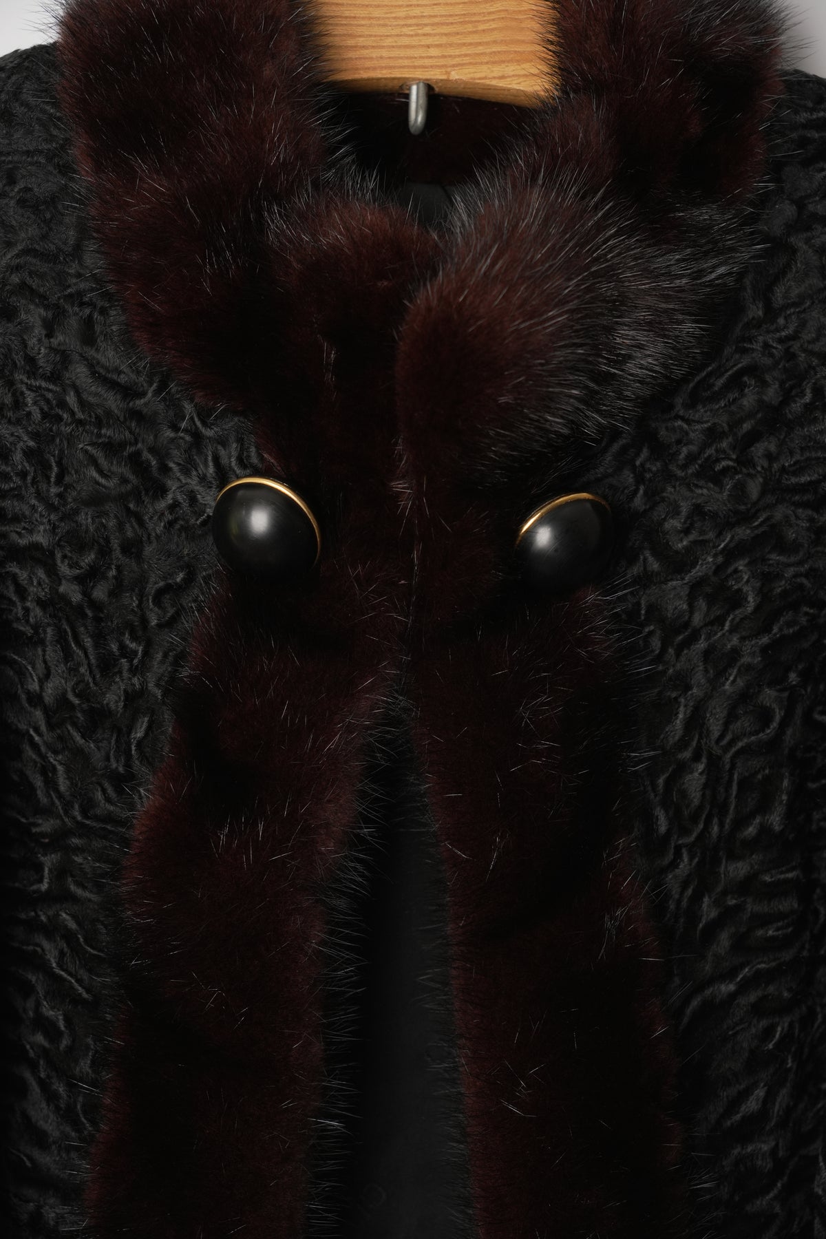 Christian Dior Boutique Fourrure Astrakhan Black Fur w Mink Fur Trim