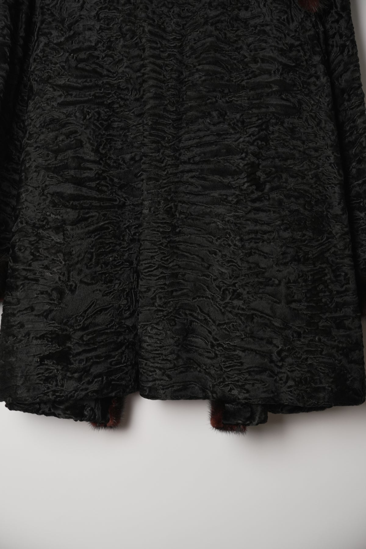 Christian Dior Boutique Fourrure Astrakhan Black Fur w Mink Fur Trim