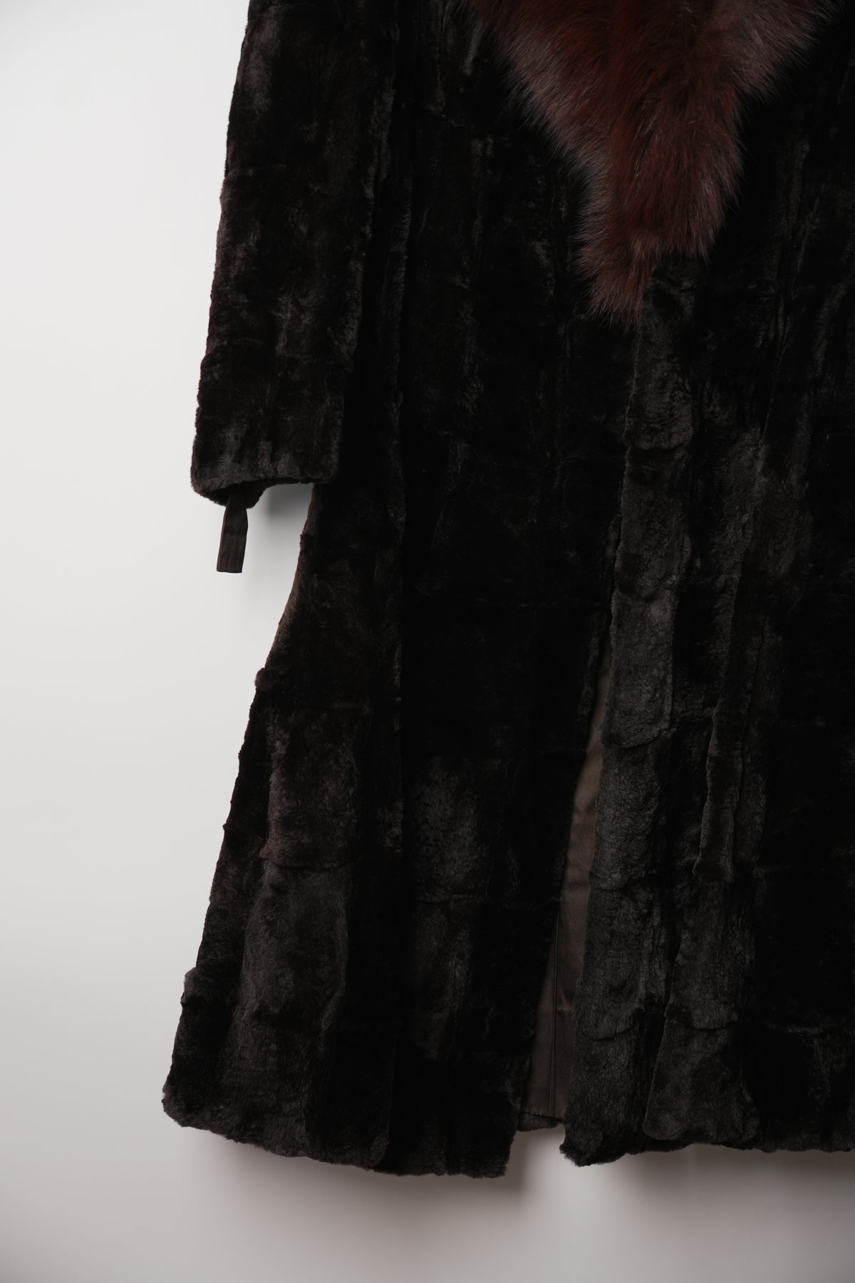 Vintage Rebillon rabbit fur coat with fox fur collar - view 2