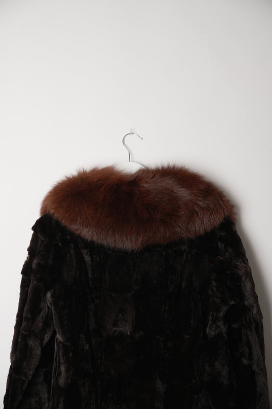 Vintage Rebillon rabbit fur coat with fox fur collar - view 8