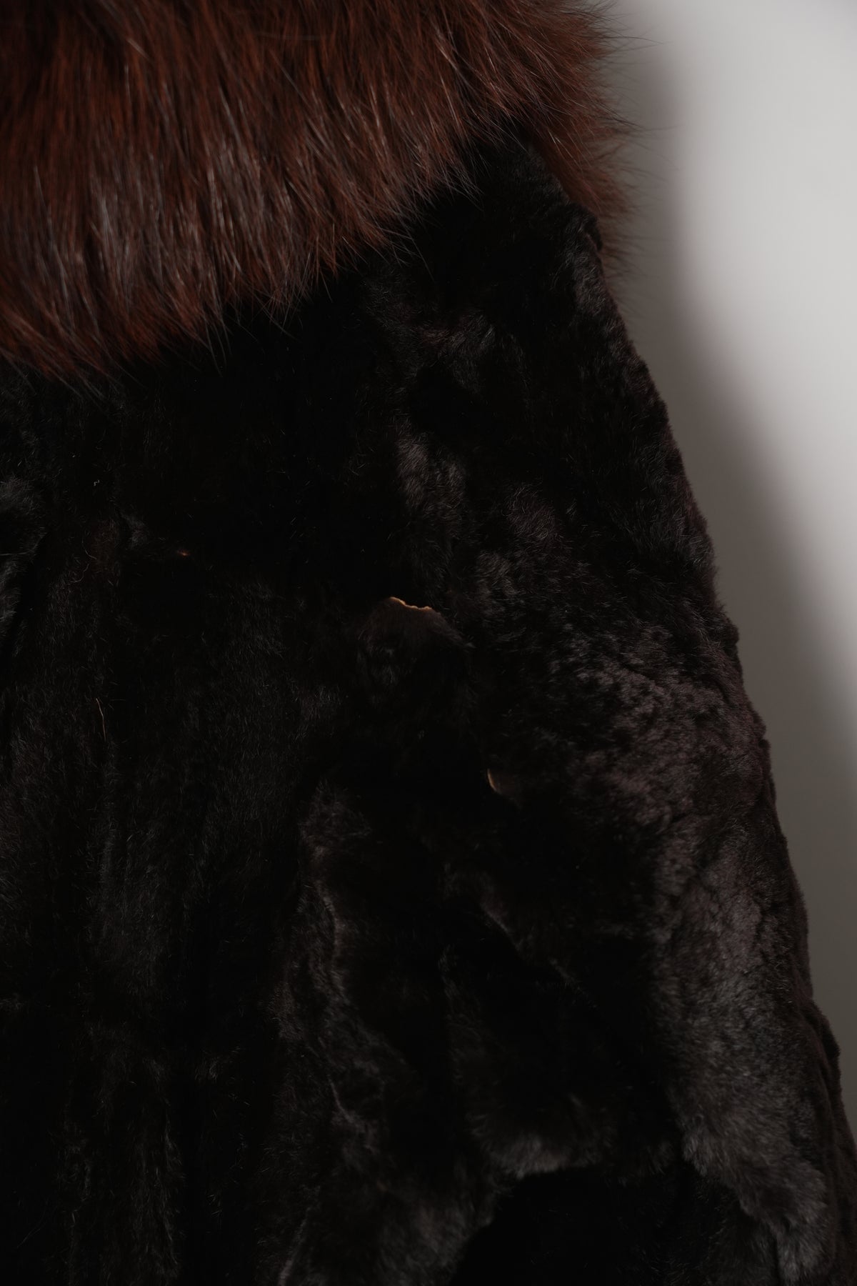 Vintage Rebillon rabbit fur coat with fox fur collar - view 9