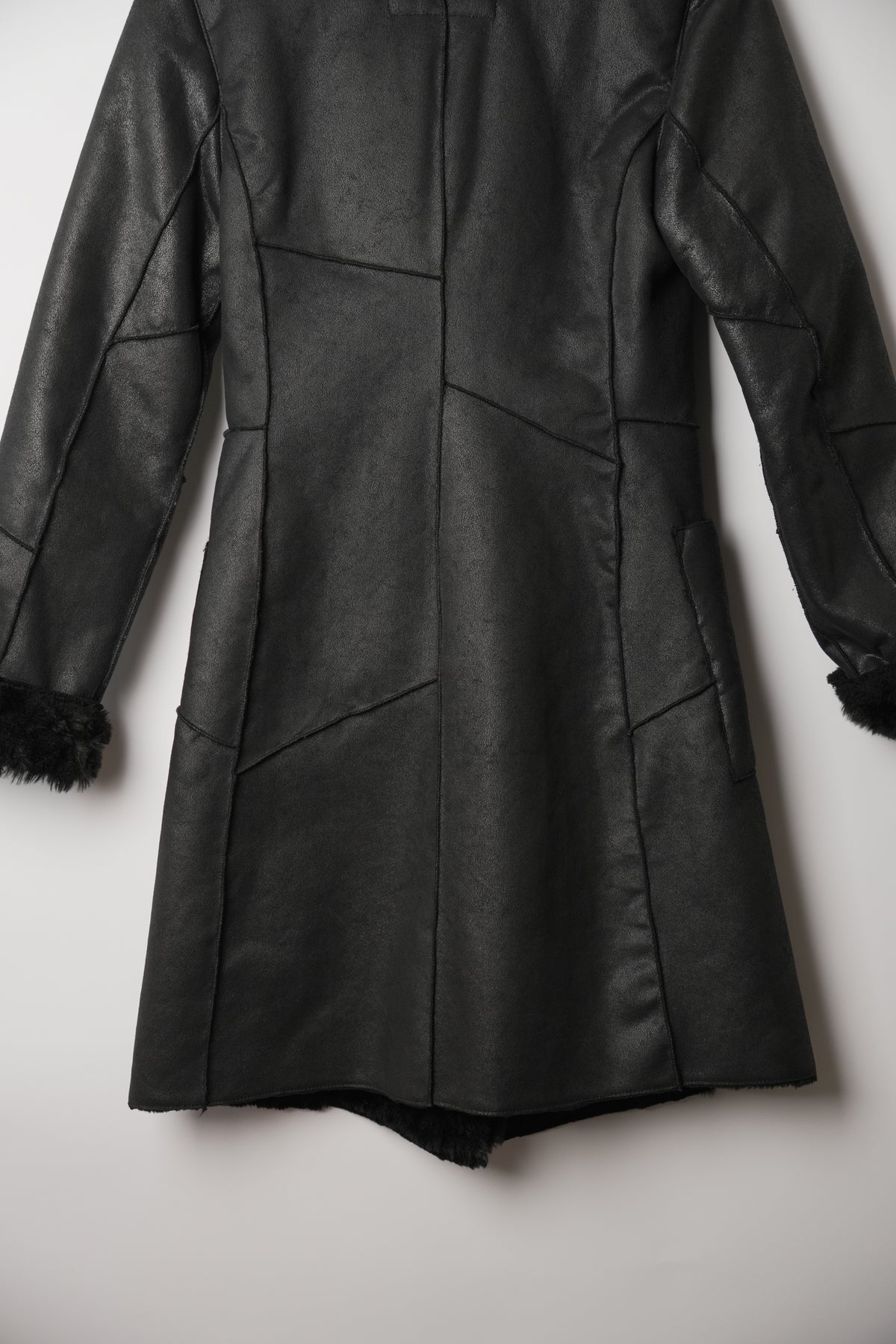 Armani Jeans Faux Shearling Leather Belted Coat
